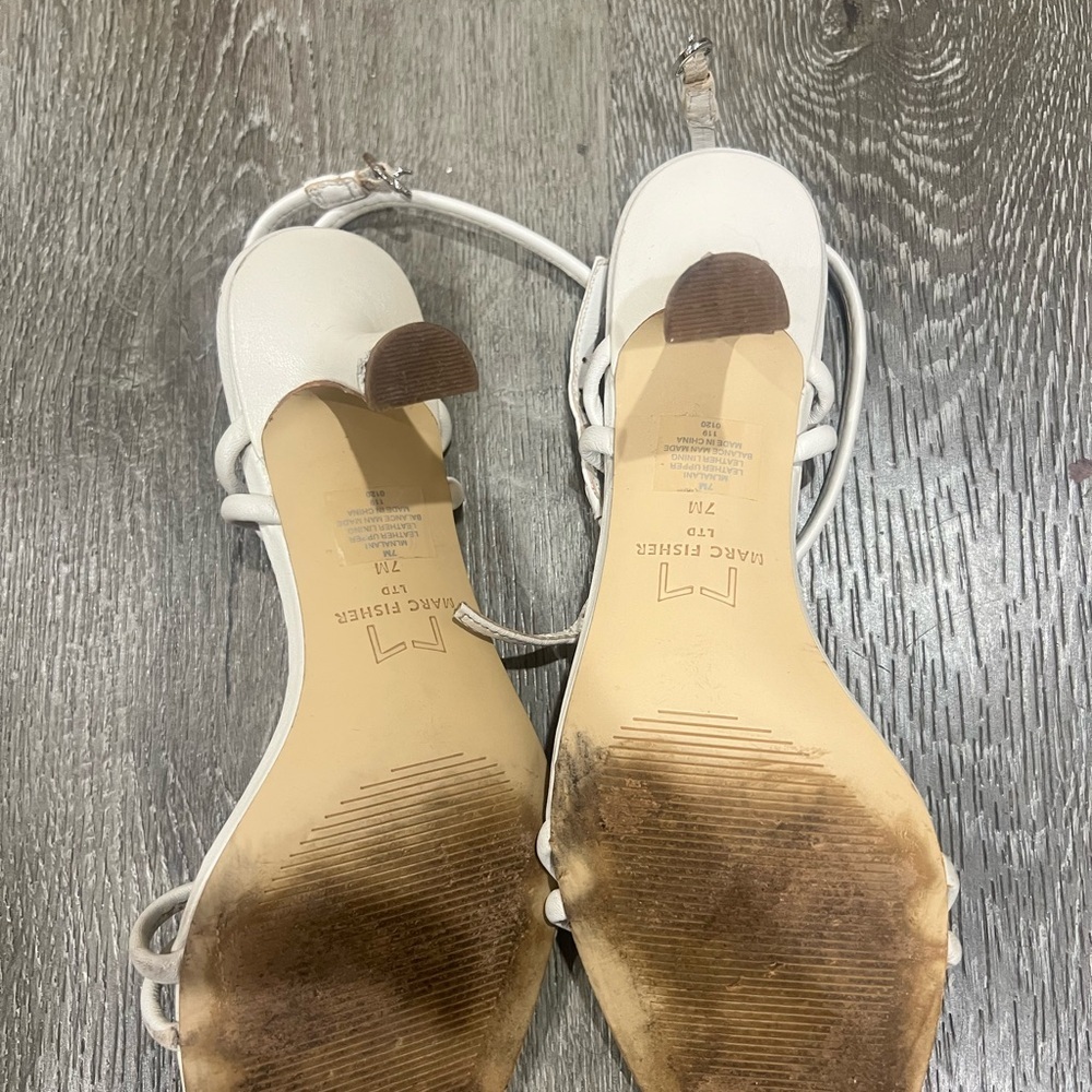 Marc Fisher White Knotted Strappy Lace-Up Sandals - Picture 7 of 8
